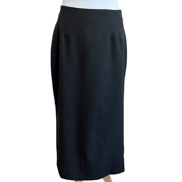 BRIGGS Vintage Women's 14 Black Long Maxi Pencil Skirt Back Slit Secretary Goth - Picture 1 of 9